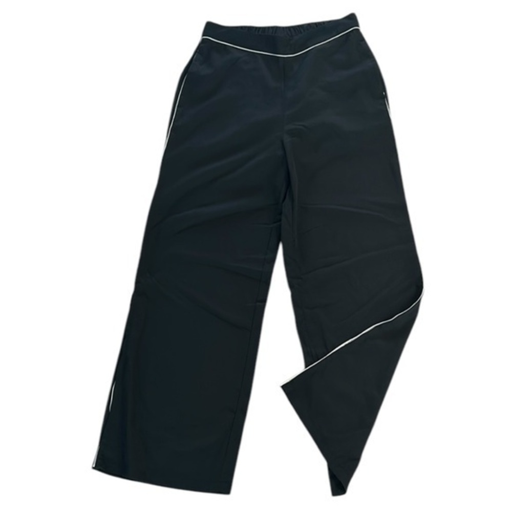 Jason Wu black wide leg satin pants size small split hem